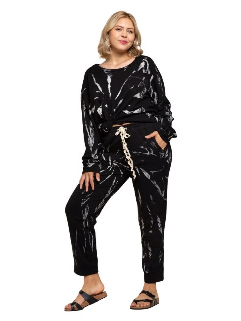 POL Tie Dye Lace Drawstring Joggers